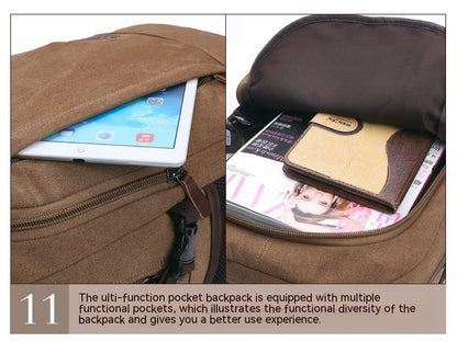 Washed Canvas Backpack – Retro Unisex Anti-Theft Travel & Street Bag