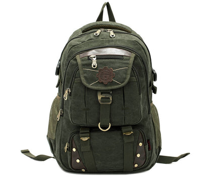 Large Canvas Travel Backpack – 20–35L, Laptop Compartment & Air Cushion Straps