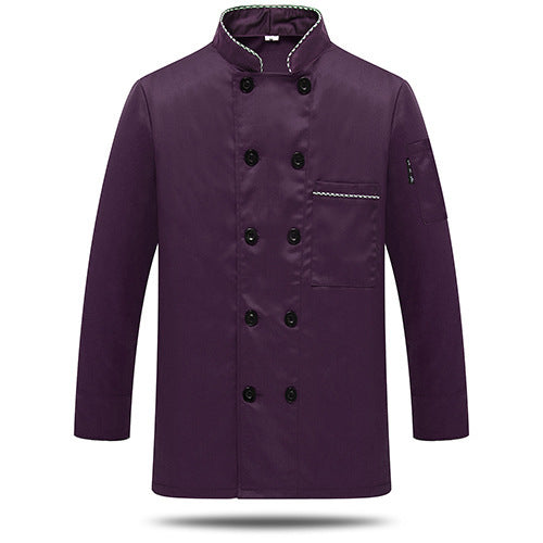 Long-Sleeve Chef Jacket — Color Block, 4 Colors, M–5XL