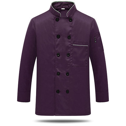 Long-Sleeve Chef Jacket — Color Block, 4 Colors, M–5XL