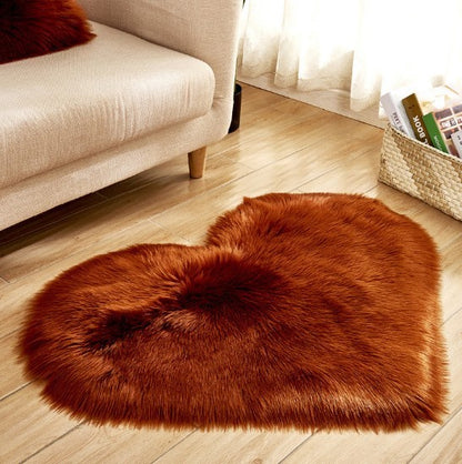 Plush Heart Shaped Fluffy Rug – Non-Slip Soft Carpet for Living Room & Home Decor