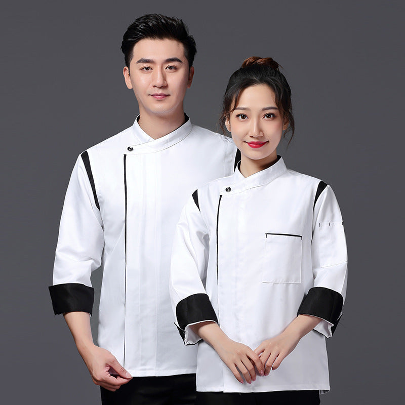 Men's Long-Sleeve Chef Jacket — Color Block, Sizes M–4XL