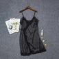 Women's Silky Satin Nightdress – Lingerie Sleepwear, S–XXXL | Black & Silver