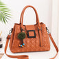 Women's Quilted Satchel Crossbody Bag – Vegan-Friendly Imitation Leather Handbag with Pom-Pom Charm