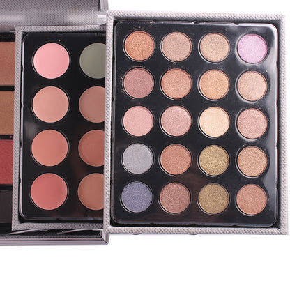 Makeup palettes with various colors on a white background