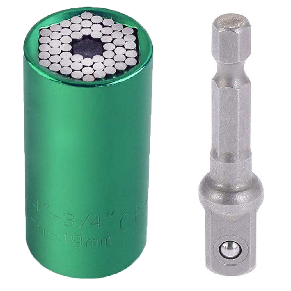 Universal Socket Wrench with Power Drill Adapter | Fits 7mm–19mm Bolts | 7 Colors