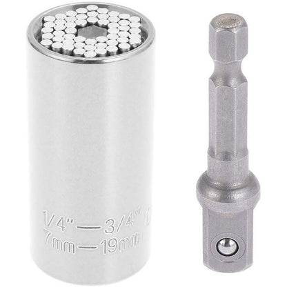 Universal Socket Wrench with Power Drill Adapter | Fits 7mm–19mm Bolts | 7 Colors