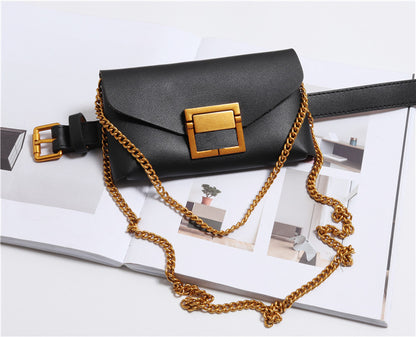 Women's Snake Print Chain Crossbody Bag – PU Leather Belt Bag Purse
