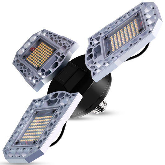 Three adjustable LED light panels with a central control box, designed for ceiling mounting and featuring an aluminum alloy construction.