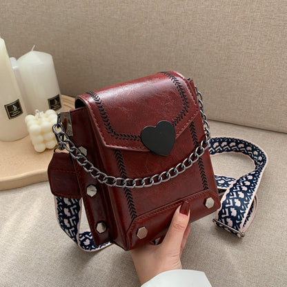 Women's PU Leather Crossbody Bag – Chain Strap Mini Messenger Purse