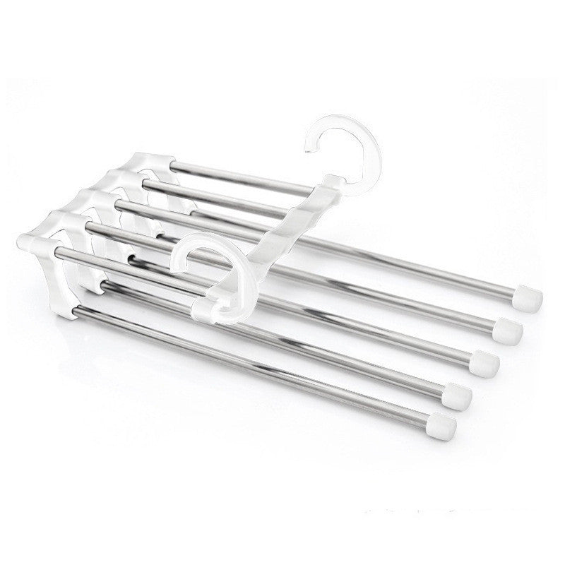 5-in-1 Stainless Steel Pants Hanger – Space-Saving Multi-Bar Trouser Rack for Closet Organization