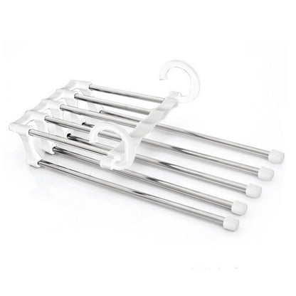 5-in-1 Stainless Steel Pants Hanger – Space-Saving Multi-Bar Trouser Rack for Closet Organization