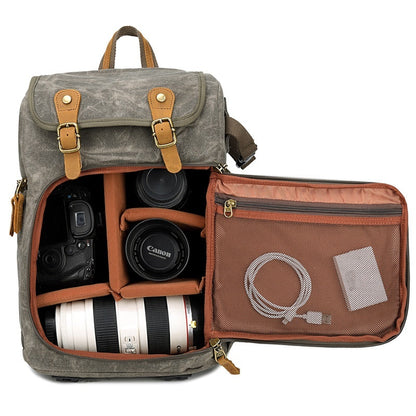 Waterproof Canvas Camera Backpack – DSLR/SLR Bag for Men & Women