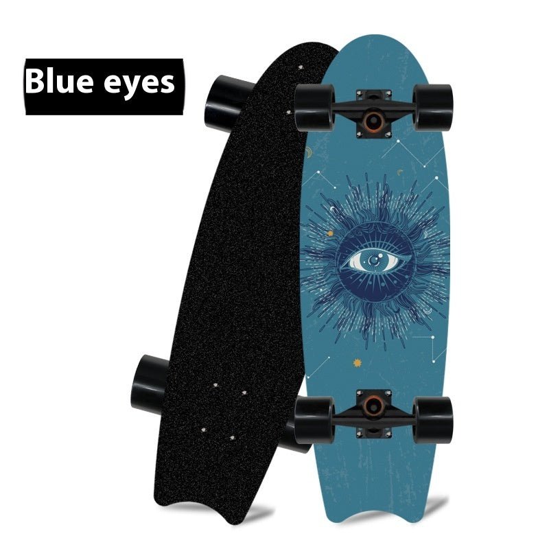 Fishtail Maple Skateboard — 21 Graphic Designs, 28" Deck