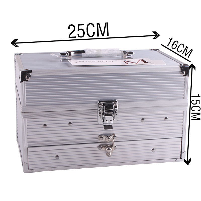 Silver storage box with dimensions marked, showing 25cm, 16cm, and 15cm.