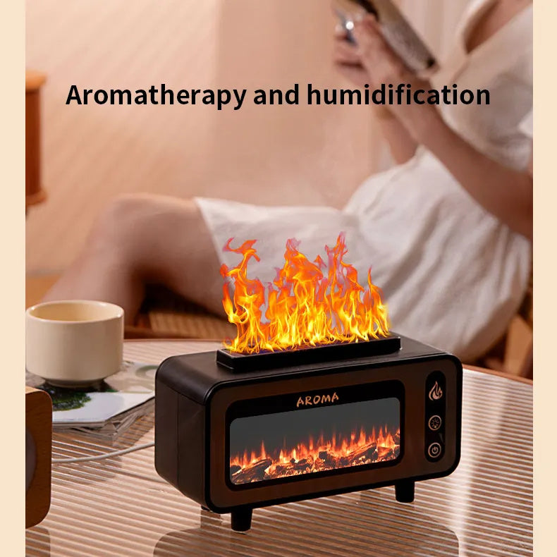Flame Humidifier & Aroma Diffuser – 3D Fireplace Effect, 7-Color LED, 200ml