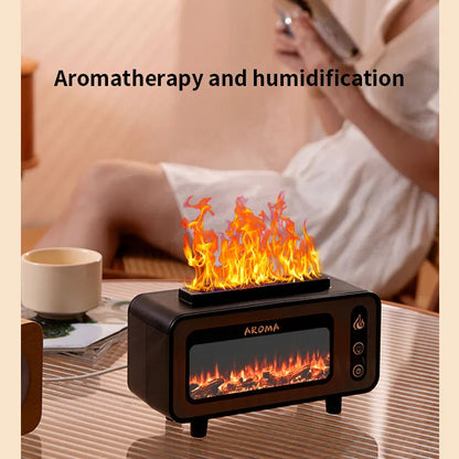 Flame Humidifier & Aroma Diffuser – 3D Fireplace Effect, 7-Color LED, 200ml