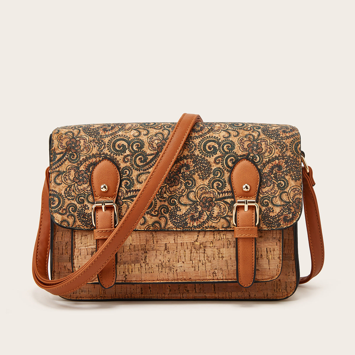 Women's Printed Crossbody Bag – Large Capacity PU Shoulder Bag with Floral & Geometric Prints
