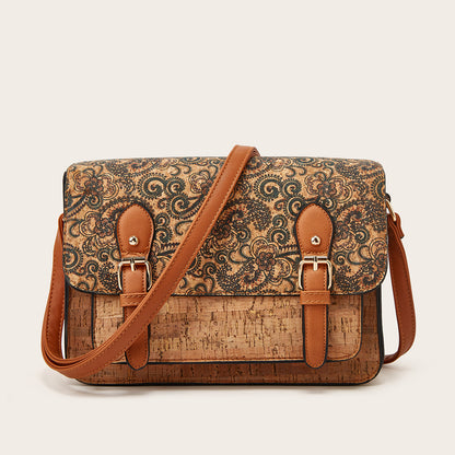 Women's Printed Crossbody Bag – Large Capacity PU Shoulder Bag with Floral & Geometric Prints