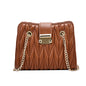 Women's Pleated Chain Crossbody Bag – Mini Vegan-Friendly Imitation Leather Shoulder Purse with Gold Hardware