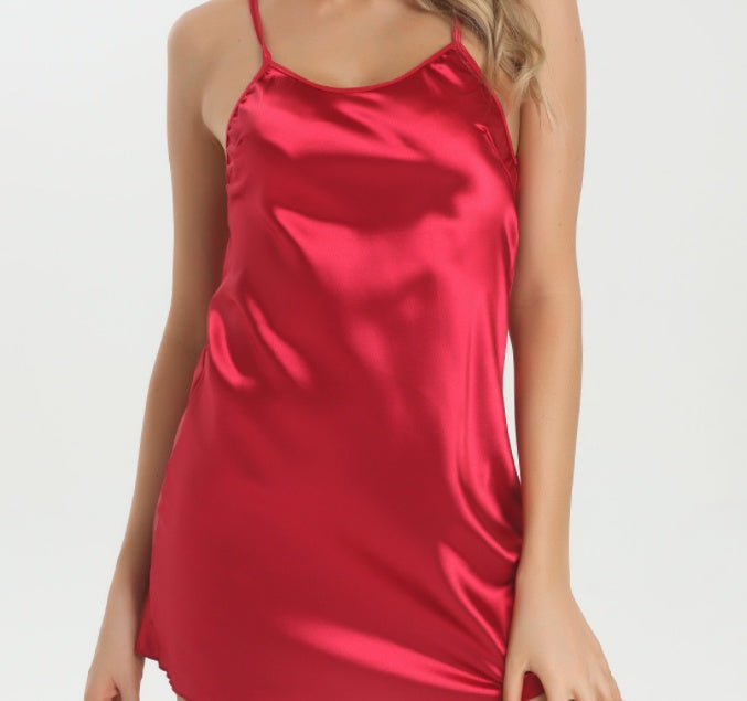Sheer Teddy Lingerie Nightgown – V-Neck Stand Collar, Sleeveless, S–XXL