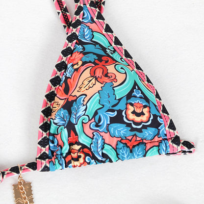 Women's Retro Print Bikini | European-Style Two-Piece Swimsuit