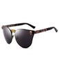 Skull Detail Cat-Eye Sunglasses – Mirrored Lens Metal Frame