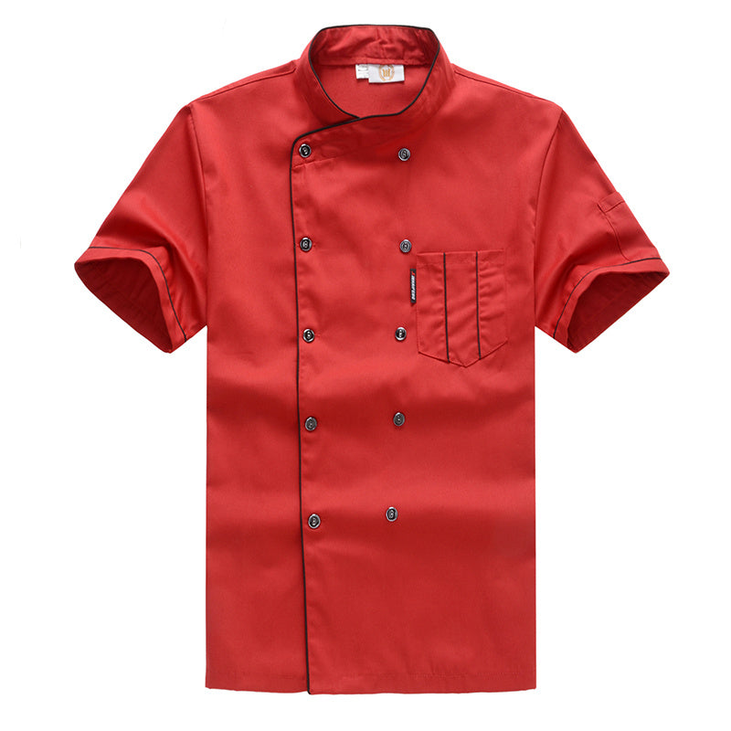 Short Sleeve Chef Shirt – Unisex Poly-Cotton Kitchen Uniform | White, Red, Black