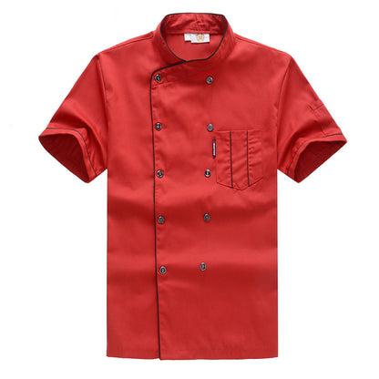 Short Sleeve Chef Shirt – Unisex Poly-Cotton Kitchen Uniform | White, Red, Black