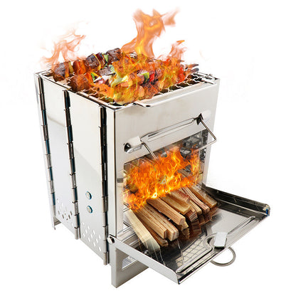 Folding Camp Stove – Portable Stainless Steel Wood Burner