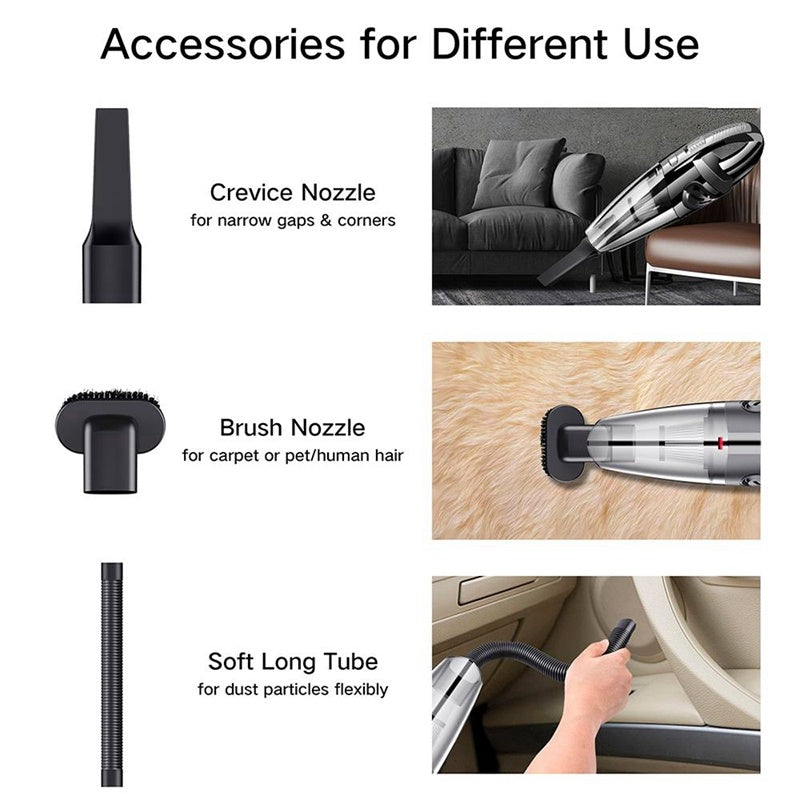 Vacuum cleaner accessories with descriptions and usage examples.