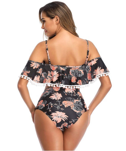 Retro High-waist ruffled swimsuit