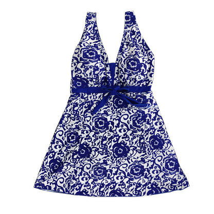 Women's Plus Size Print Skirt Split Swimsuit | Two-Piece Bikini