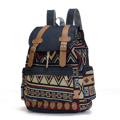 Women's Ethnic Style Woven Backpack – Boho Belt Accent Bag