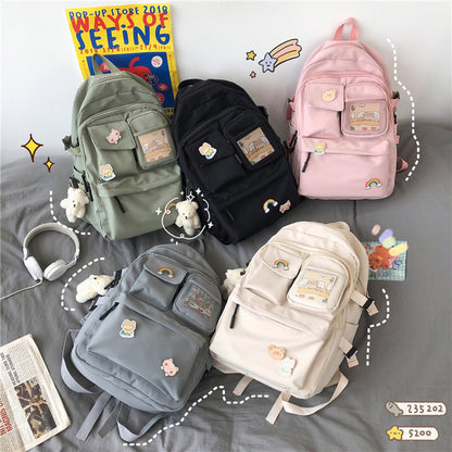 Geometric Canvas Backpack – Large Capacity Unisex School Bag