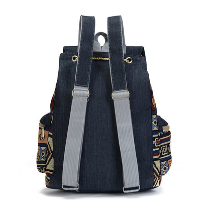 Women's Ethnic Style Woven Backpack – Boho Belt Accent Bag
