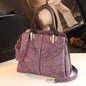 Women's Cow Split Leather Shoulder Bag – Structured Tote with Multi-Pocket Organizer