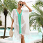 Hollow Knit Tassel Beach Cover-Up Blouse – One Size, 2 Colors