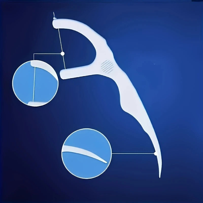 White dental tool with blue highlights on a dark blue background