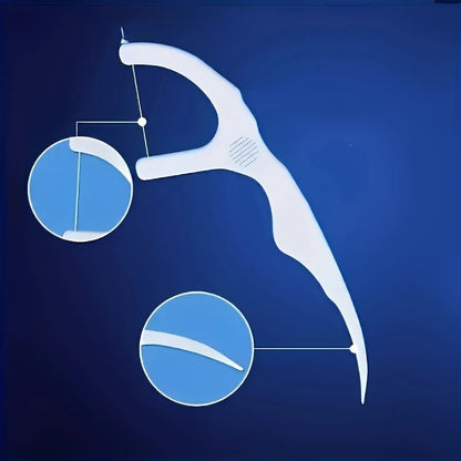 White dental tool with blue highlights on a dark blue background
