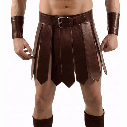 Men's Medieval Warrior Wrap Skirt – PU Leather Samurai & Roman Cosplay Costume