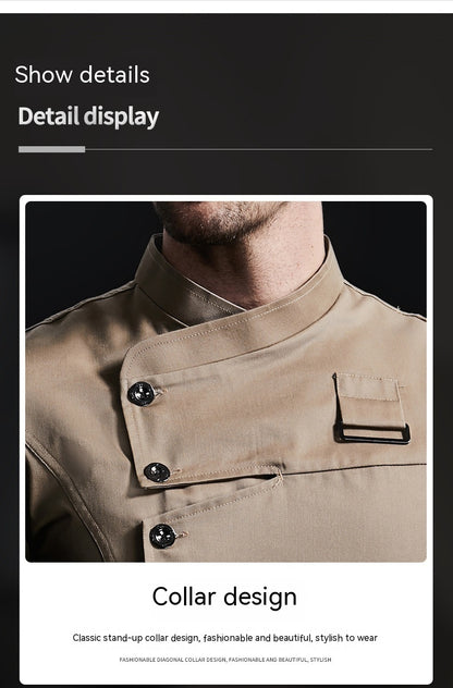 Men's Short-Sleeve Chef Shirt – Moisture-Wicking Uniform for Kitchen & Hotel Staff