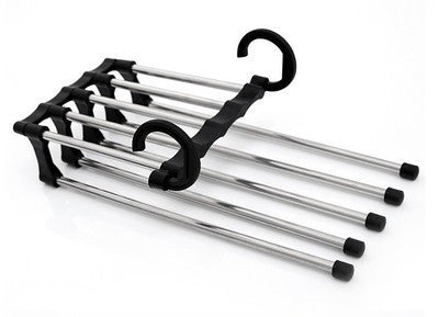 5-in-1 Stainless Steel Pants Hanger – Space-Saving Multi-Bar Trouser Rack for Closet Organization