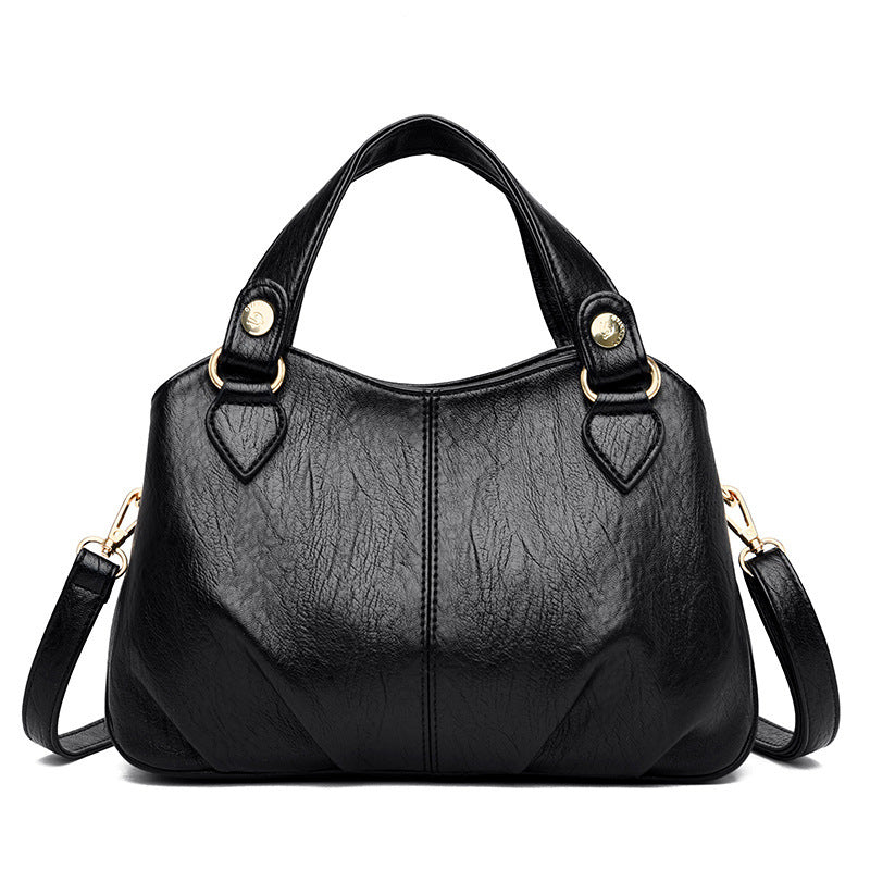 Women's Sheepskin Leather Shoulder Bag – Large Stitched Tote Crossbody Handbag