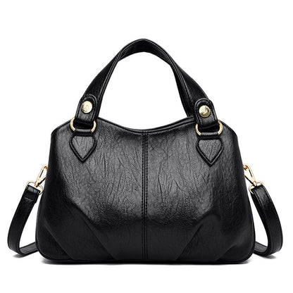 Women's Sheepskin Leather Shoulder Bag – Large Stitched Tote Crossbody Handbag