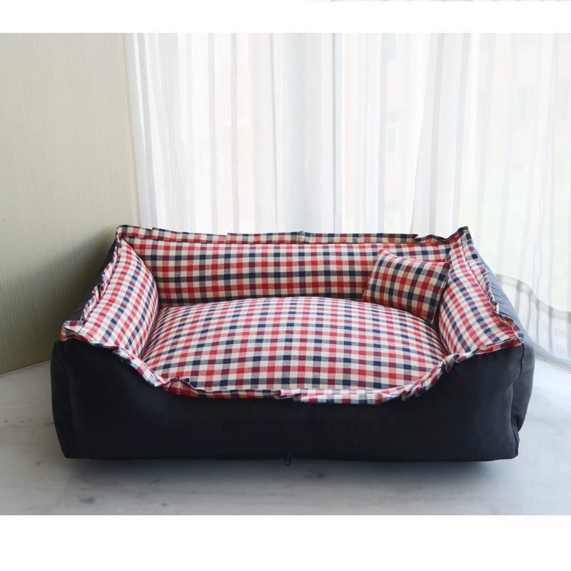 Plaid Lace Pet Bed — Soft & Washable, 6 Colors