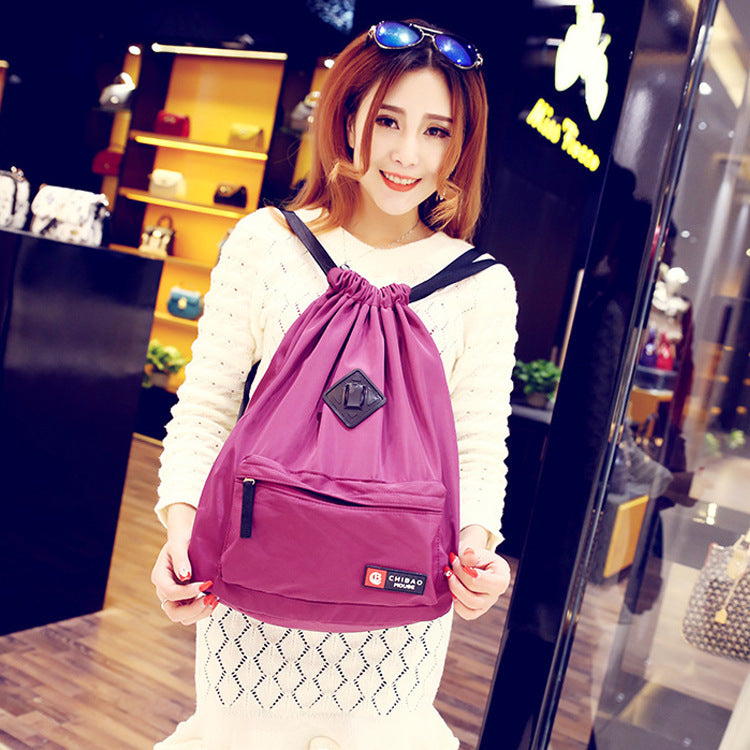 Women's Waterproof Nylon Drawstring Backpack – Lightweight Gym & Everyday Bag