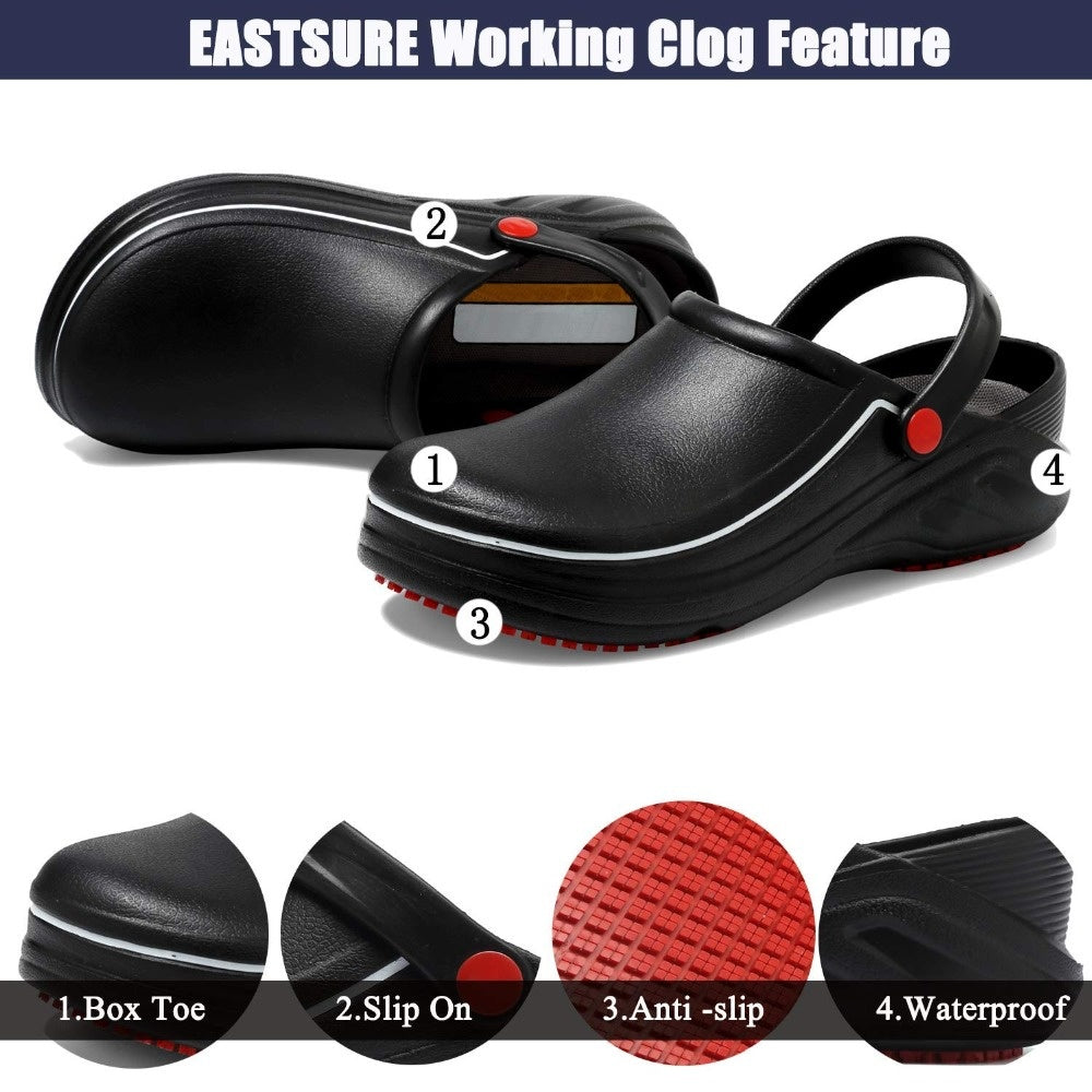 Non-Slip Chef Kitchen Shoes – Oil & Waterproof Work Clogs | Black & White