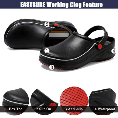 Non-Slip Chef Kitchen Shoes – Oil & Waterproof Work Clogs | Black & White