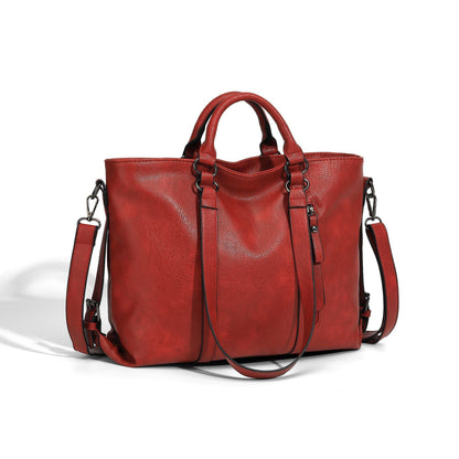 Women's Soft PU Leather Shoulder Tote Bag – Large Capacity Square Purse for Daily Use